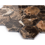     StarMosaic Hexagon Dark Emperador Polished 63x63, 282X260X8